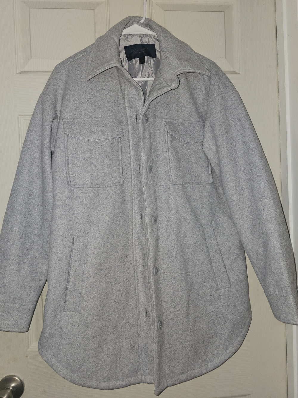 RACHEL Rachel Roy Light Gray Wool-Blend Pea Coat